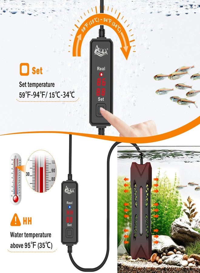 AQQA Small Aquarium Heater,Submersible Fish Tank Heater Adjustable Temperature,Mini Short Dual-use Fish Heater with LED Digital Display Thermostat,Saltwater Freshwater 150W - Image 5